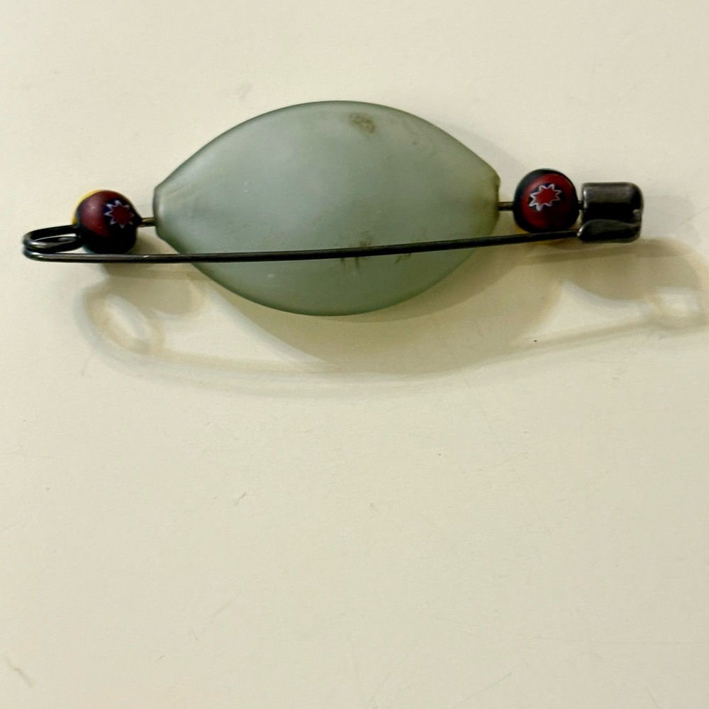 AUTHENTIC Venetian from Italy Glass Brooch. Unique Minimalist with Accents, 4”